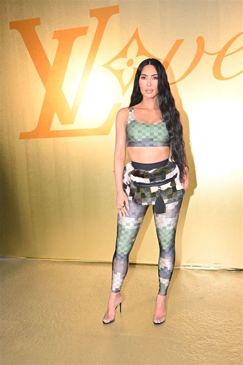 kim kardashian louis vuitton fashion show|kim kardashian camo print.